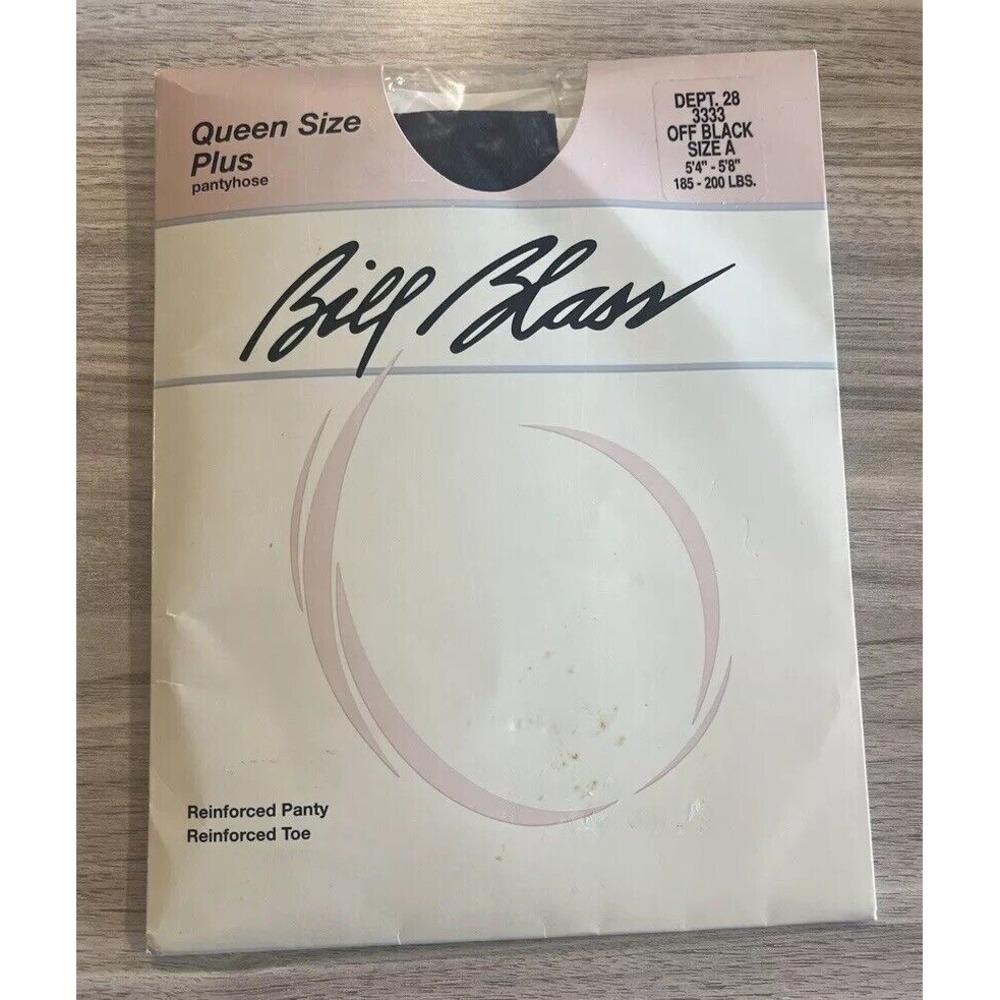 Bill‎ Blass Queen Size A Plus Pantyhose Off Black  Vintage 185-200lbs